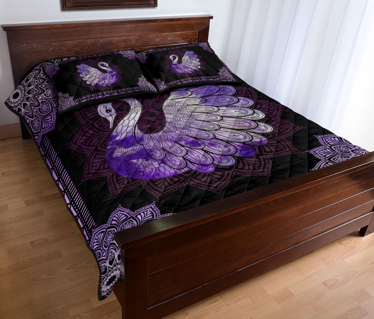Swan Quilt Bed Set 29 - Love Quilt Bedding Set