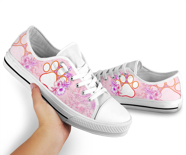 Dog Paw Flower - Low Top Shoe - Love Love Top Shoes