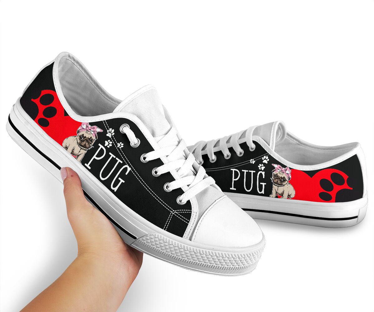 Pug Heart - Low Top Shoe - Love Love Top Shoes