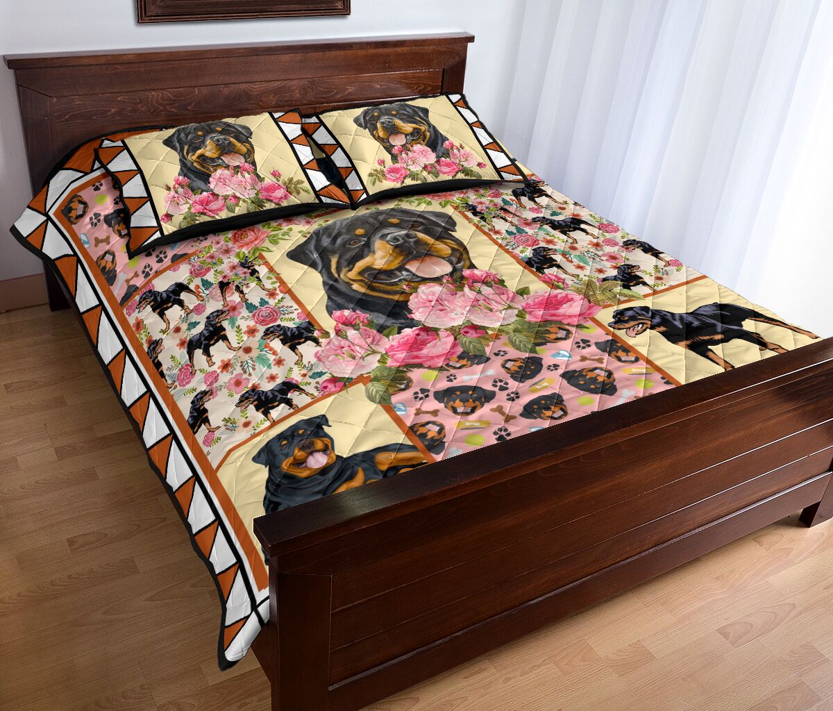 Rottweiler Flower - Bed Set - Love Quilt Bedding Set