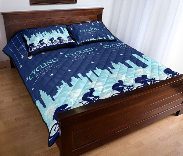 Cycling City - Quilt Bed Set - Love Quilt Bedding Set