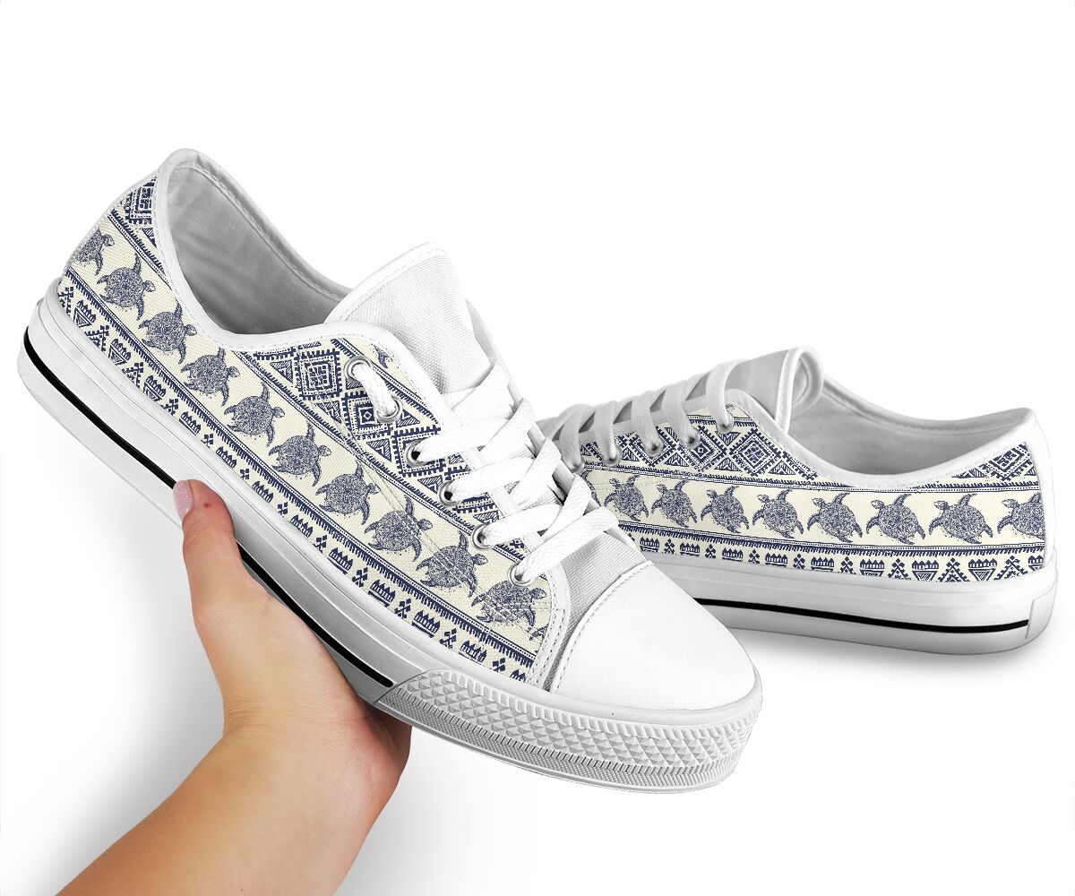 Turtle Vintage Patterns Low Top Shoes
