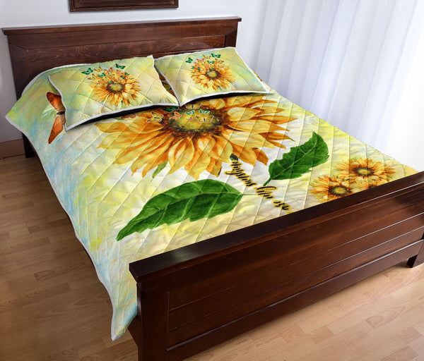 Beautiful Sunflower With Butterfly - Quilt Bed Set - Love Quilt Bedding Set