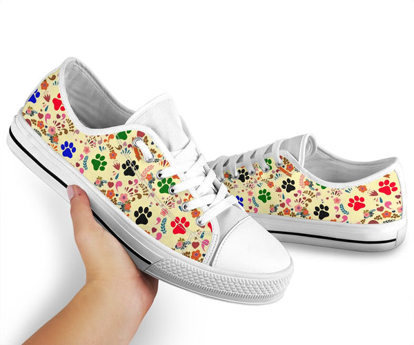 Dog Paw Flower Pattern - Low Top Shoe - Love Love Top Shoes