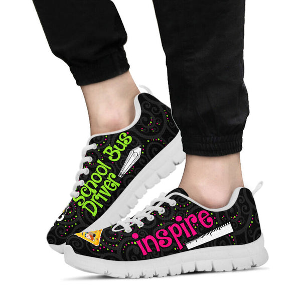 School Bus Driver Love Inspire Black 2 Sneakers, Runni- Love Sneakers