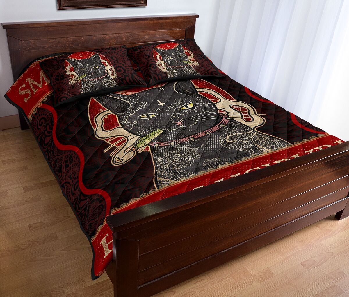 Quilt Bed Set - Black Cat - Smoke 25 - Love Quilt Bedding Set