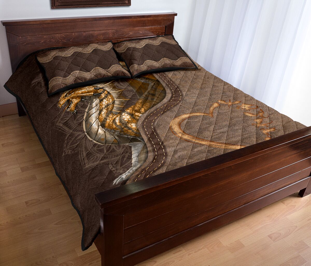 Dragon Animal Leather Quilt Bed Set - Love Quilt Bedding Set