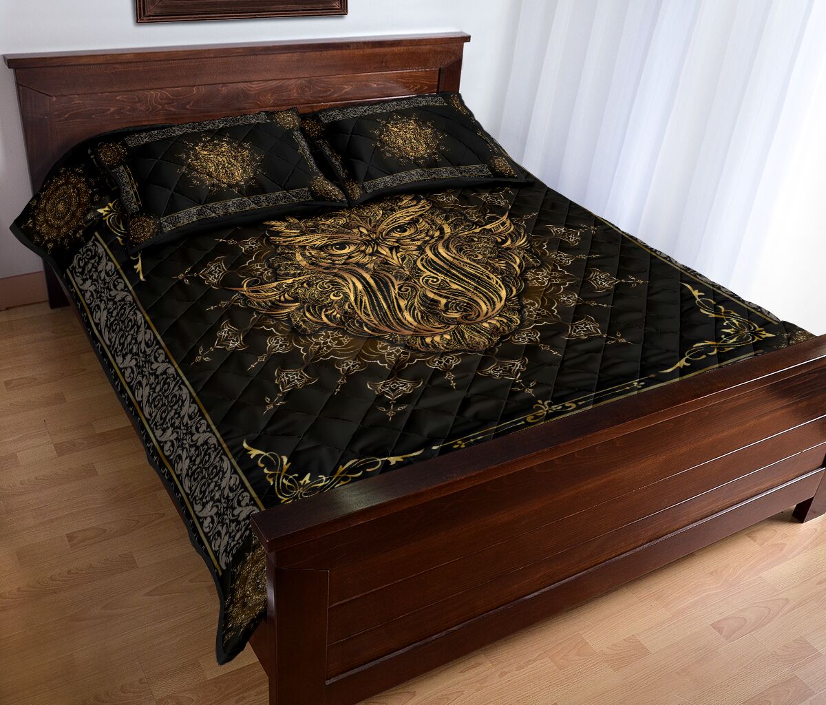 Owl Gold Quilt Bed Set - Love Quilt Bedding Set