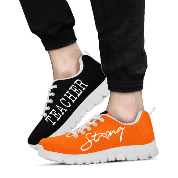 Teacher Strong Orange Sneakers, Running Shoes, Shoes For Women, Shoes For Men, Custom Shoes,- Love Sneakers