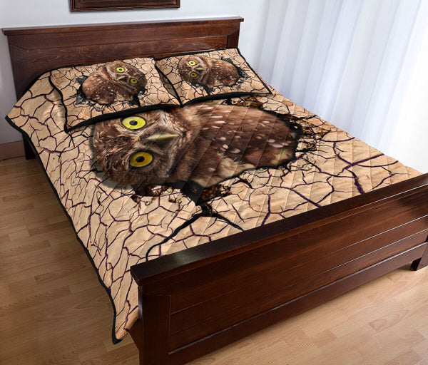 Owl Earth Crack Style Quilt Bed Set - Love Quilt Bedding Set