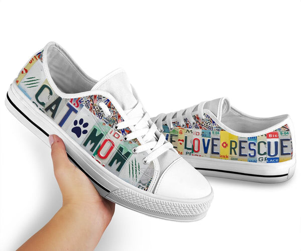 Cat Mom Live Love Rescue License Plates Low Top Shoes