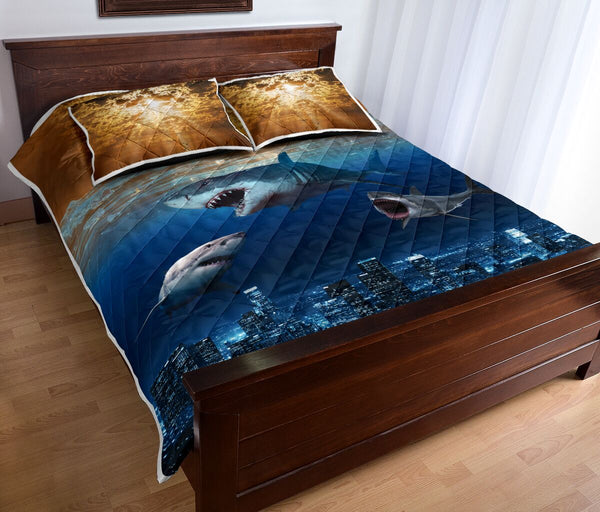 Sharks And Ocean Floor- Bed Set - Love Quilt Bedding Set