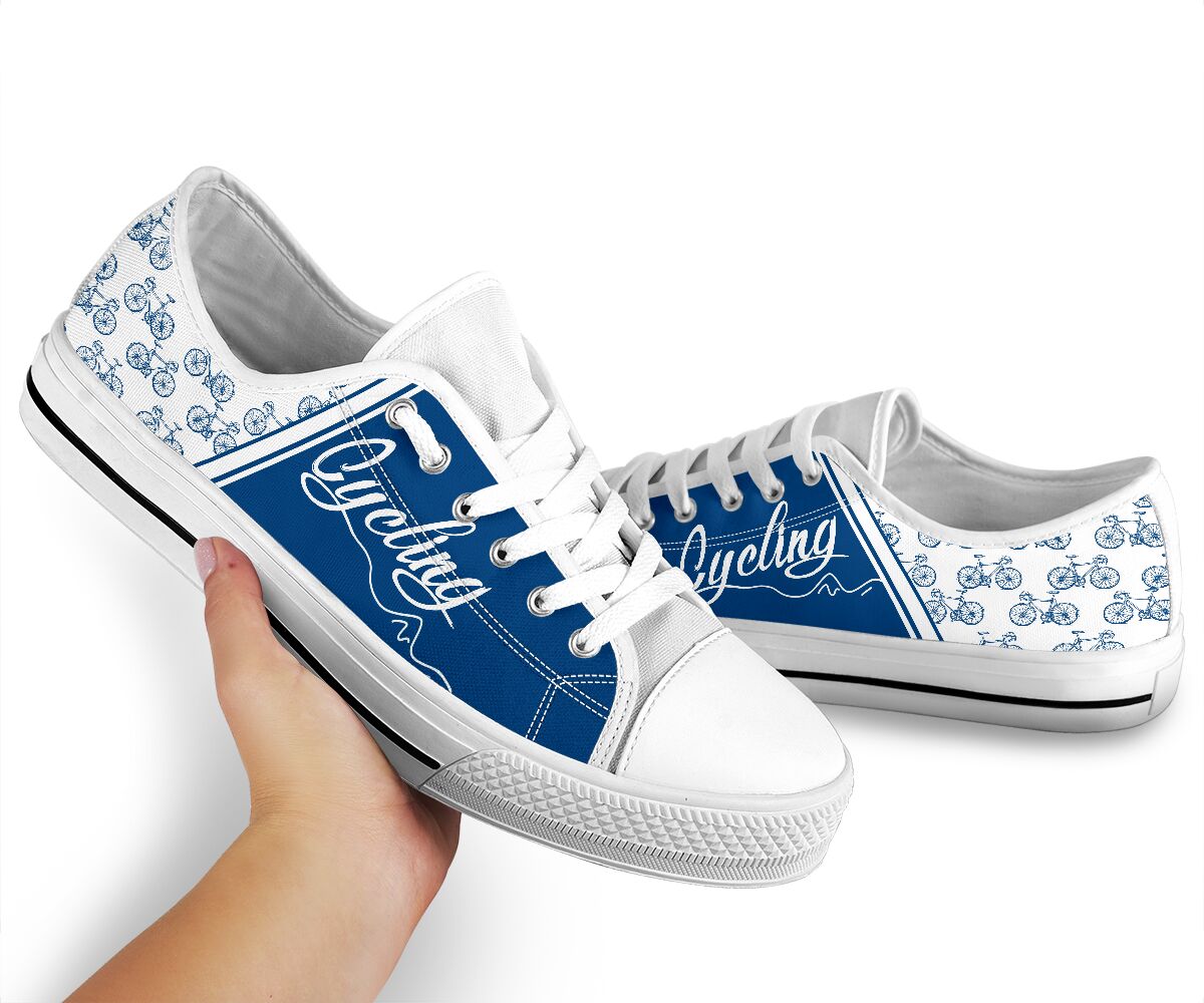 Cycling Blue Pattern- Low Top Shoe - Love Love Top Shoes