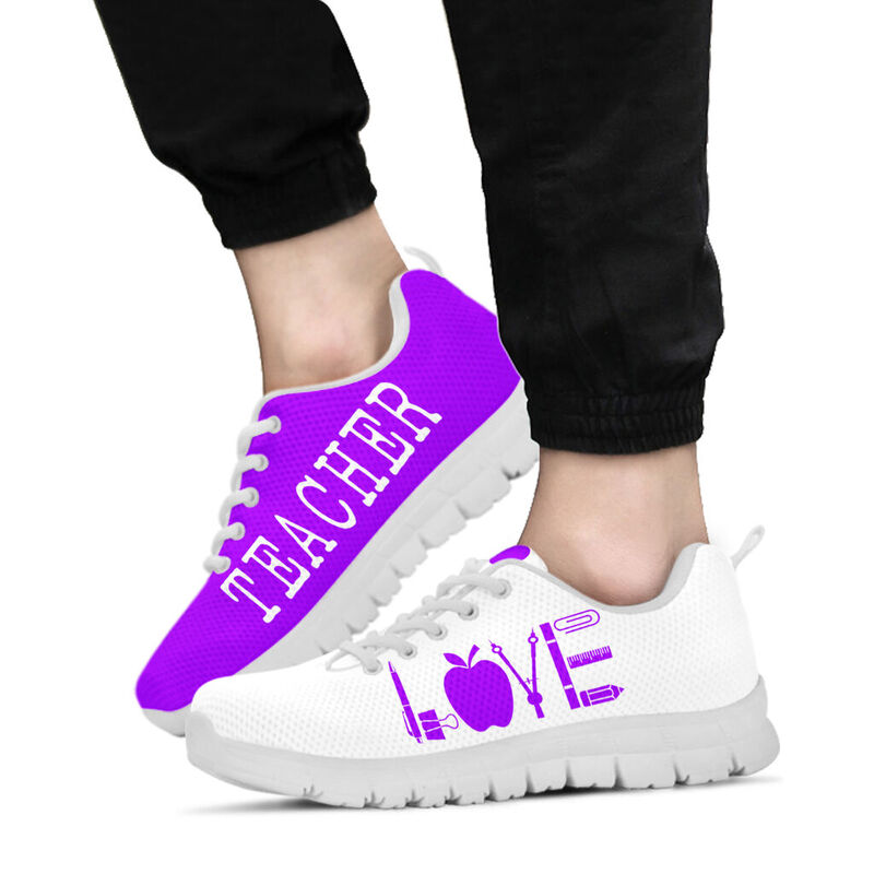 Teacher Love Purple White Kd Sneakers, Runni- Love Sneakers