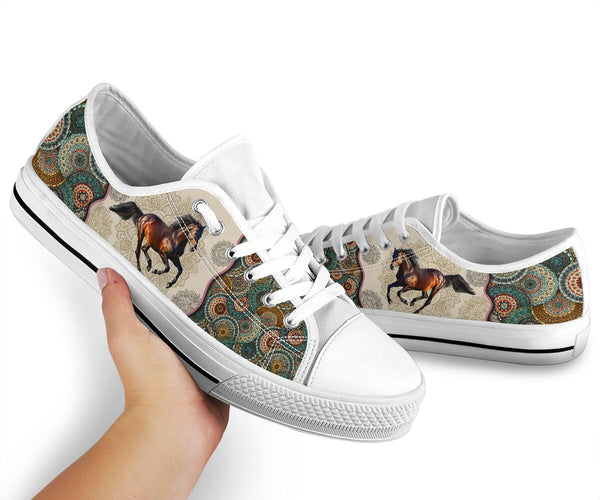 Horse - Vintage Mandala Low Top Shoes