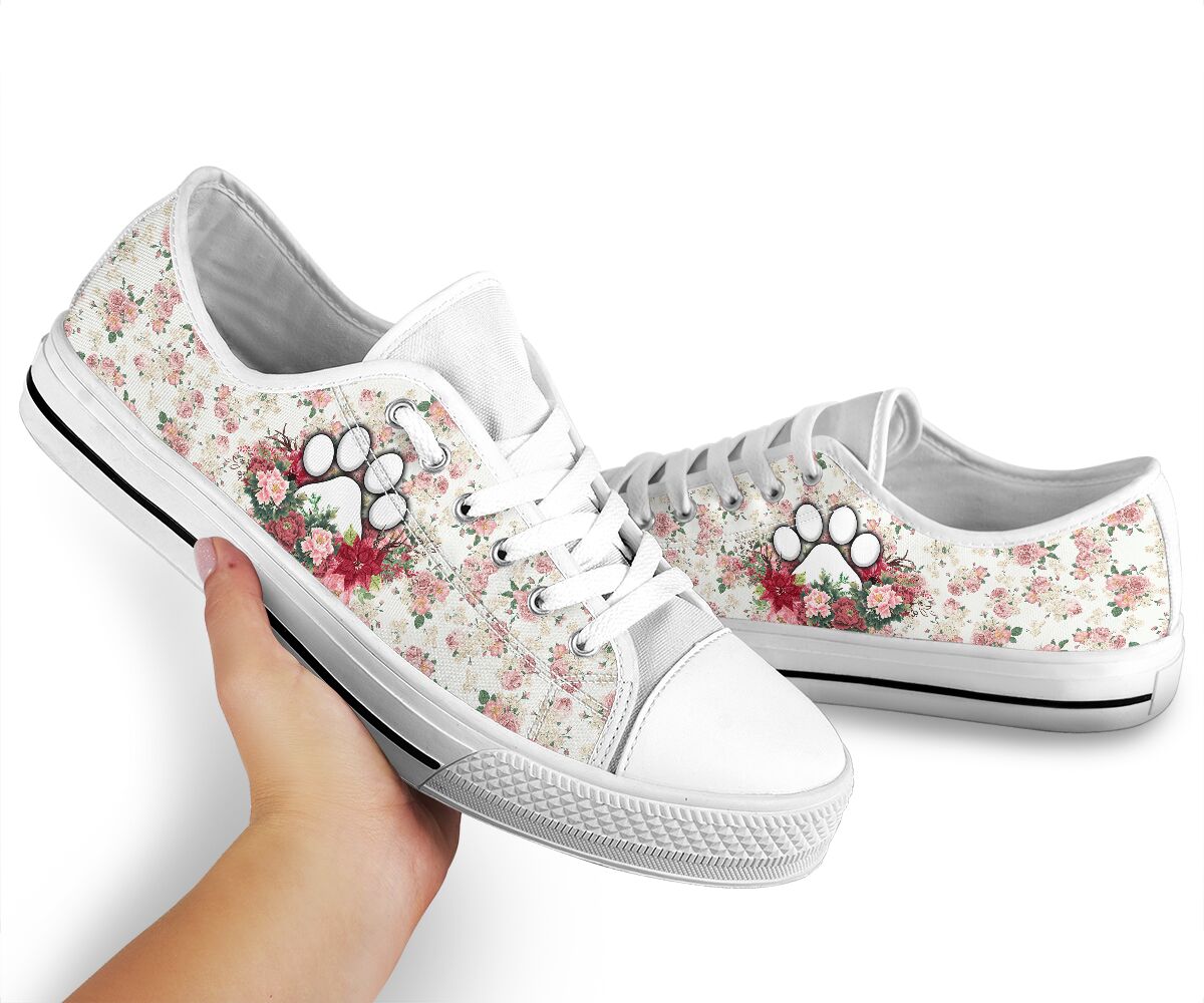 Dog Mom Flower Background - Low Top Shoe - Love Love Top Shoes