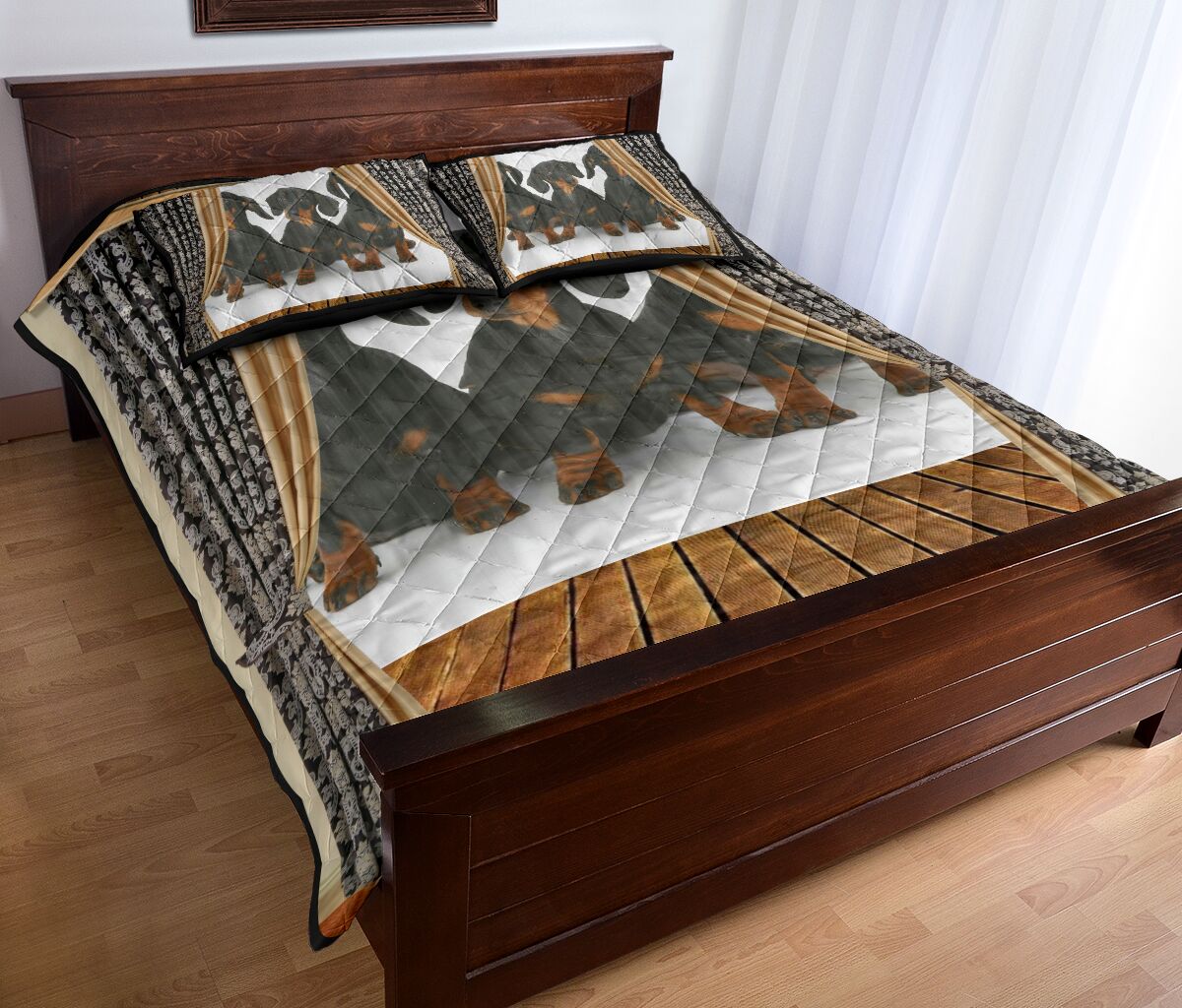 Dachshund Curtain - Bed Set - Love Quilt Bedding Set