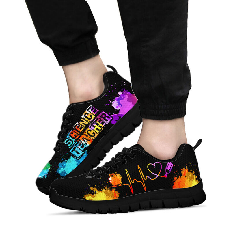 Science Teacher  Art-heartbeat Sneakers, Runni- Love Sneakers