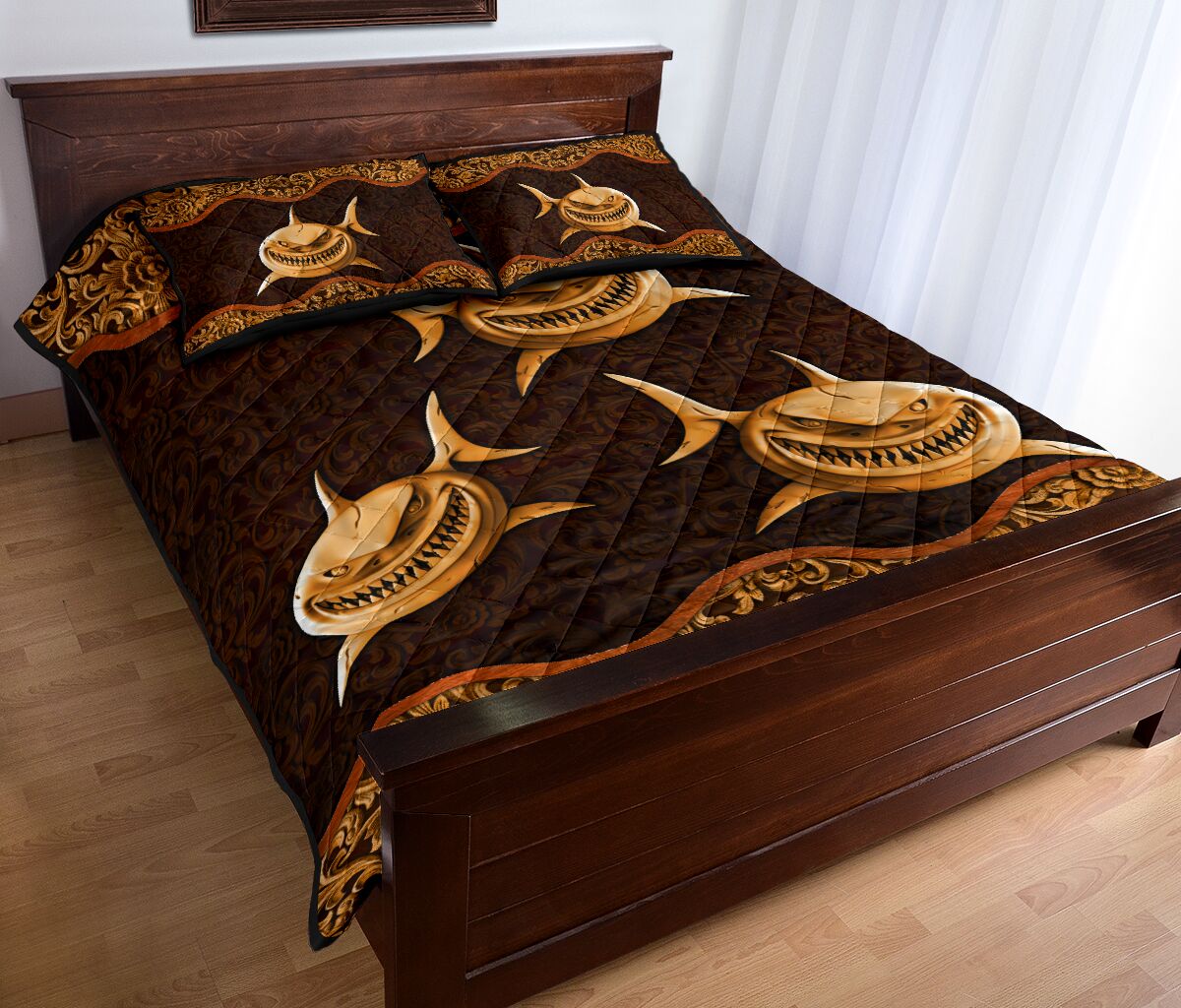Shark Wood Carving Quilt Bed Set - Love Quilt Bedding Set
