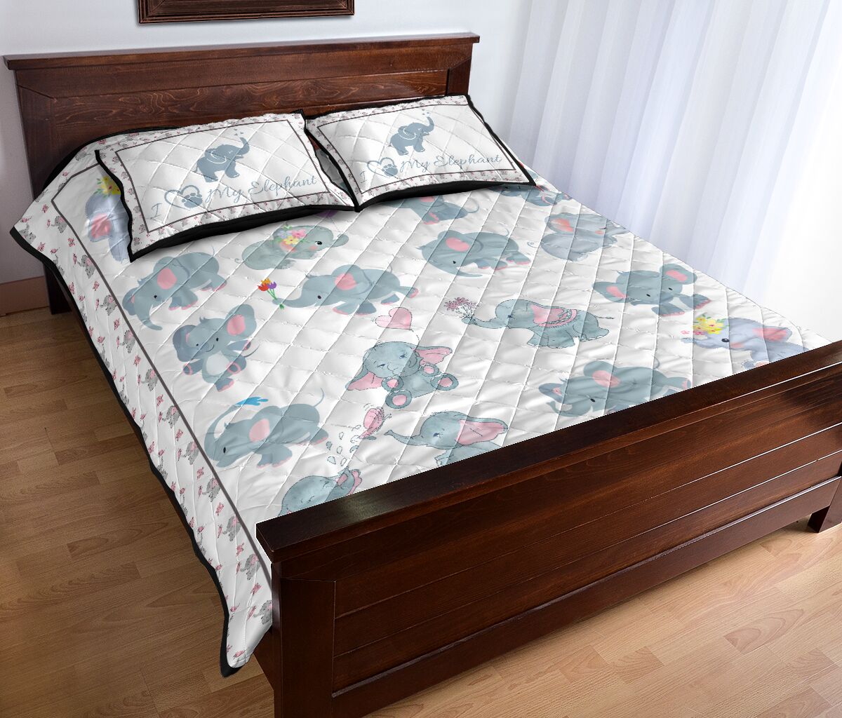 Elephant Pattern Style Quilt Bed Set 6- Love Quilt Bedding Set