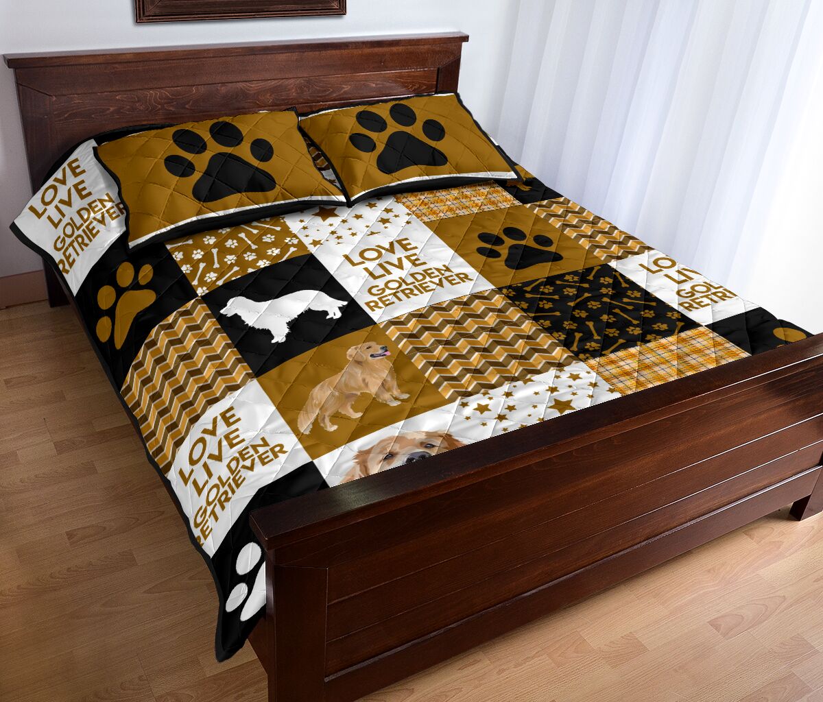 Quilt Bed Set - Golden Retriever 9 - Love Quilt Bedding Set