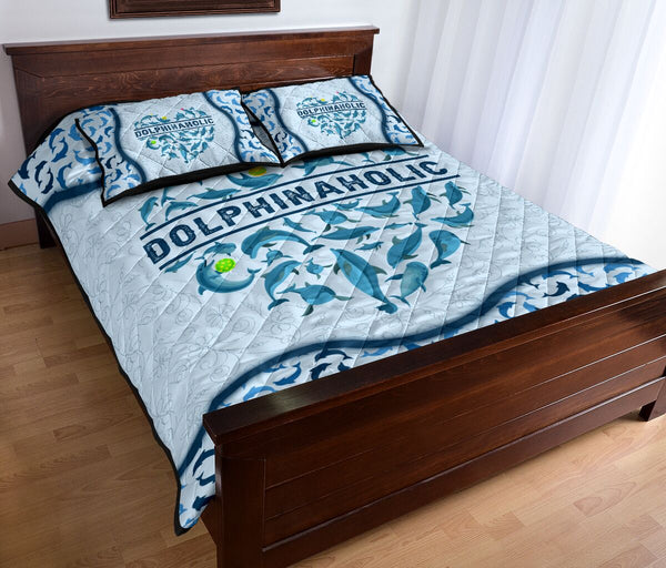 Dolphinaholic Pattern Heart Style Quilt Bed Set - Love Quilt Bedding Set