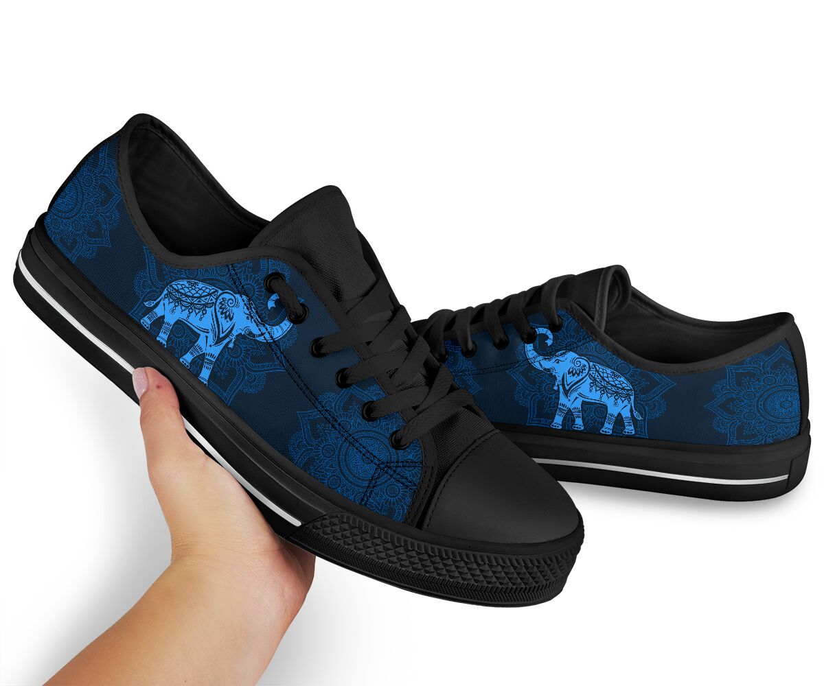 Elephant Mandala Low Top  Blue Shoes