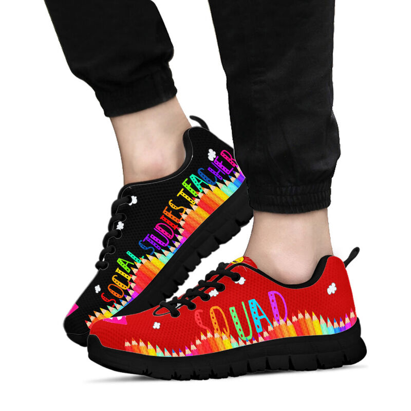 Social Studies Teacher Squad Black Red Kd Sneakers, Runni- Love Sneakers