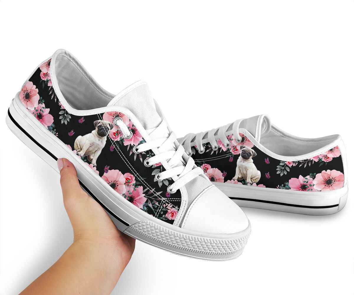 Pug Flower - Low Top Shoe - Love Love Top Shoes