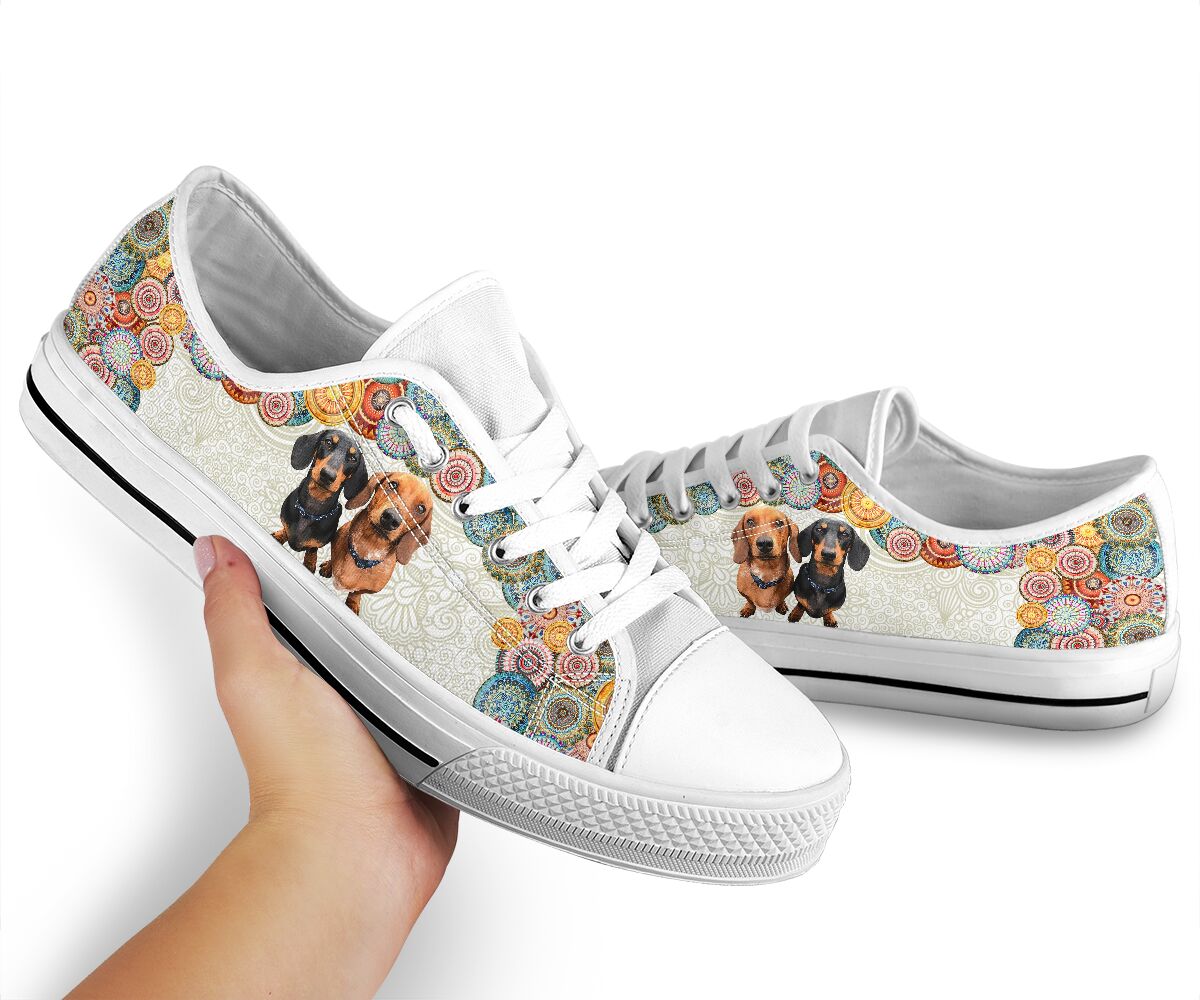 Dachshund Mandala Color Pattern - Low Top Shoe - Love Love Top Shoes