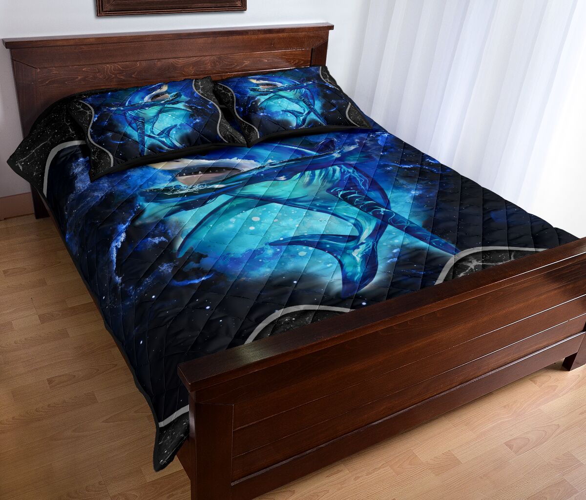 Shark Galaxy Style Quilt Bed Set - Love Quilt Bedding Set