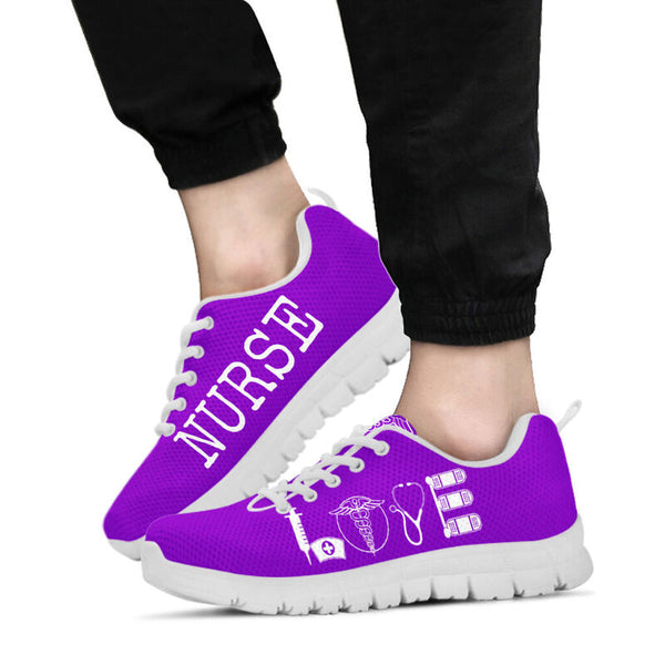 Nurse- Love All Purple Sneakers, Running Shoes, Shoes For Women, Shoes For Men, Custom Shoes- Love Sneakers