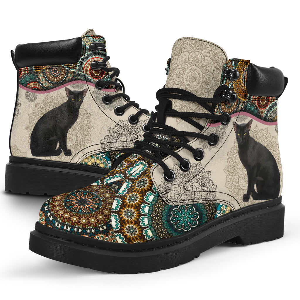 Black Oriental Kitty - Vintage Mandala Asboot Kd - Love All Season Boots