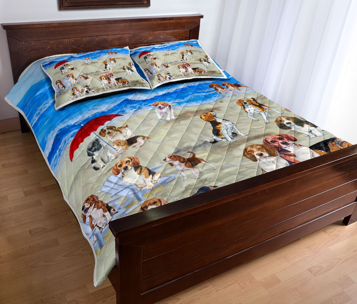 Beagle In Beach - Quilt Bed Set- Love Quilt Bedding Set