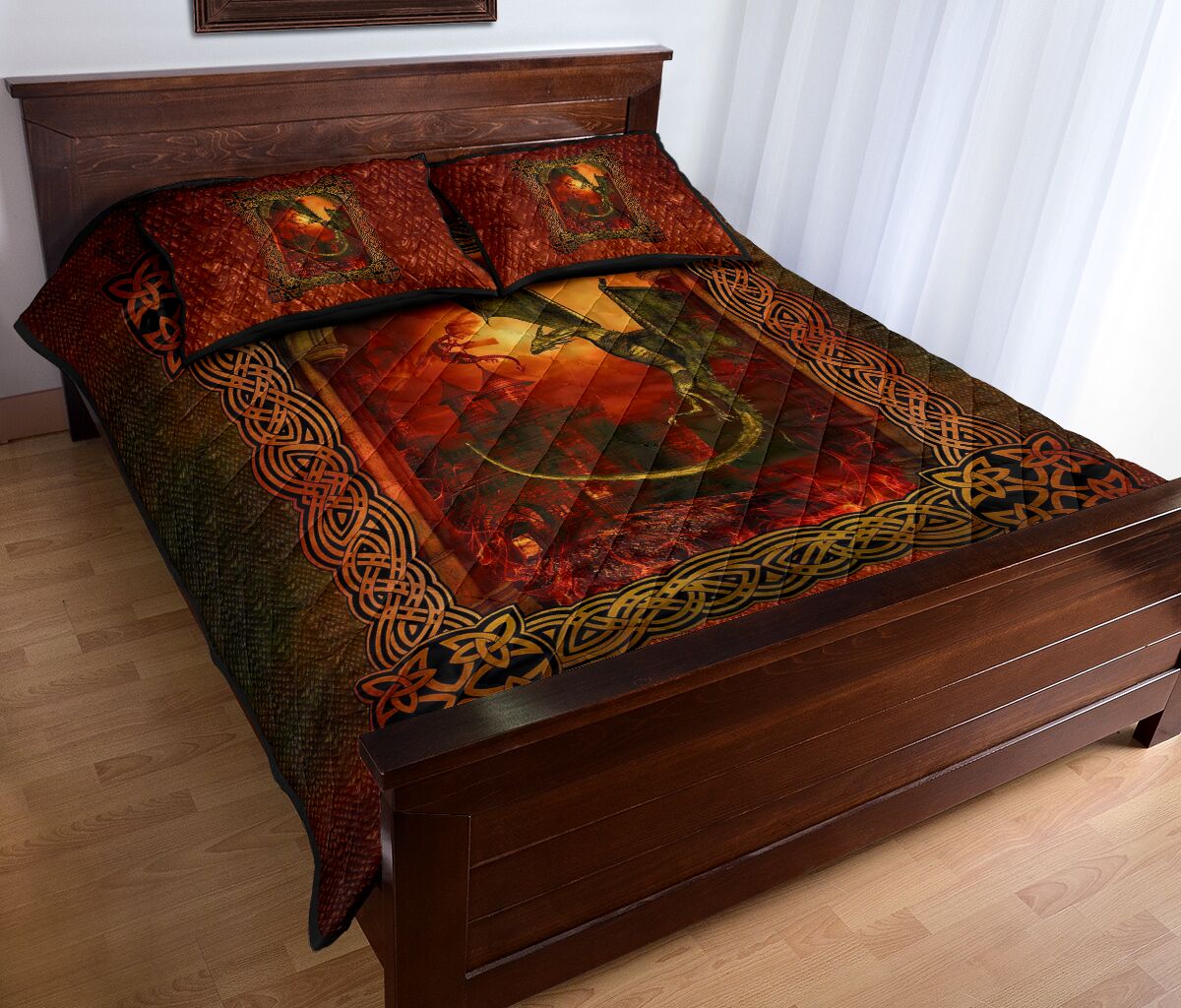 Dragon Red Skin Mandala Style Quilt Bed Set - Love Quilt Bedding Set