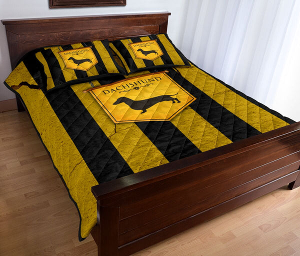 Dachshund Retro Yellow - Quilts Bed Set - Love Quilt Bedding Set