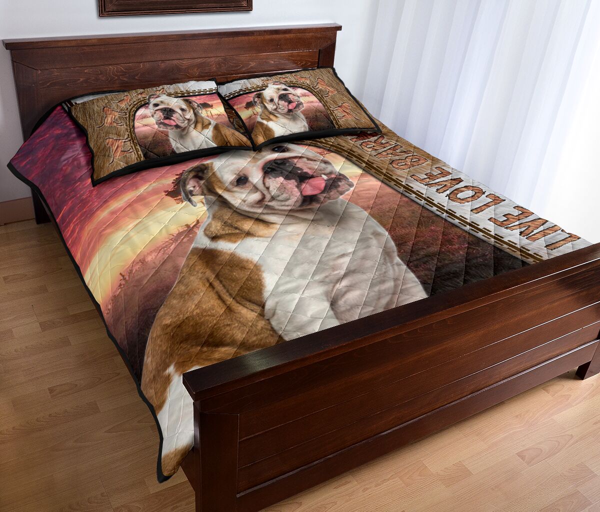 Live Love Bark Bulldog - Bed Set - Love Quilt Bedding Set