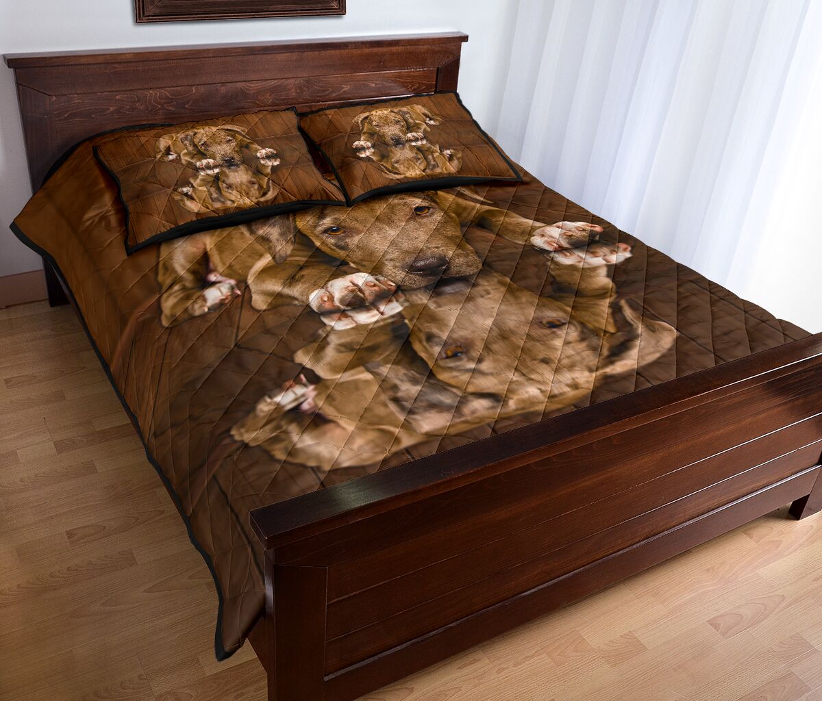 Pitbull Dog Shadow Style Quilt Bed Set - Love Quilt Bedding Set