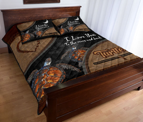 Turtle Sea Animal Leather Quilt Bed Set - Love Quilt Bedding Set