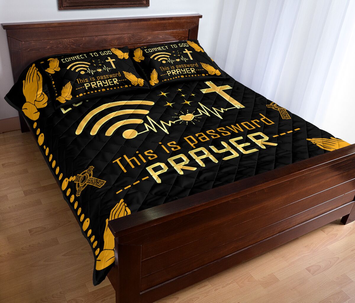 Connect To God Quotes Style Quilt Bed Set - Love Quilt Bedding Set