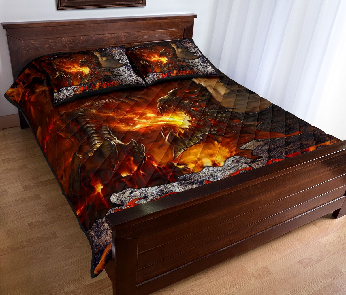 Dragon Art Quilt Bed Set - Love Quilt Bedding Set