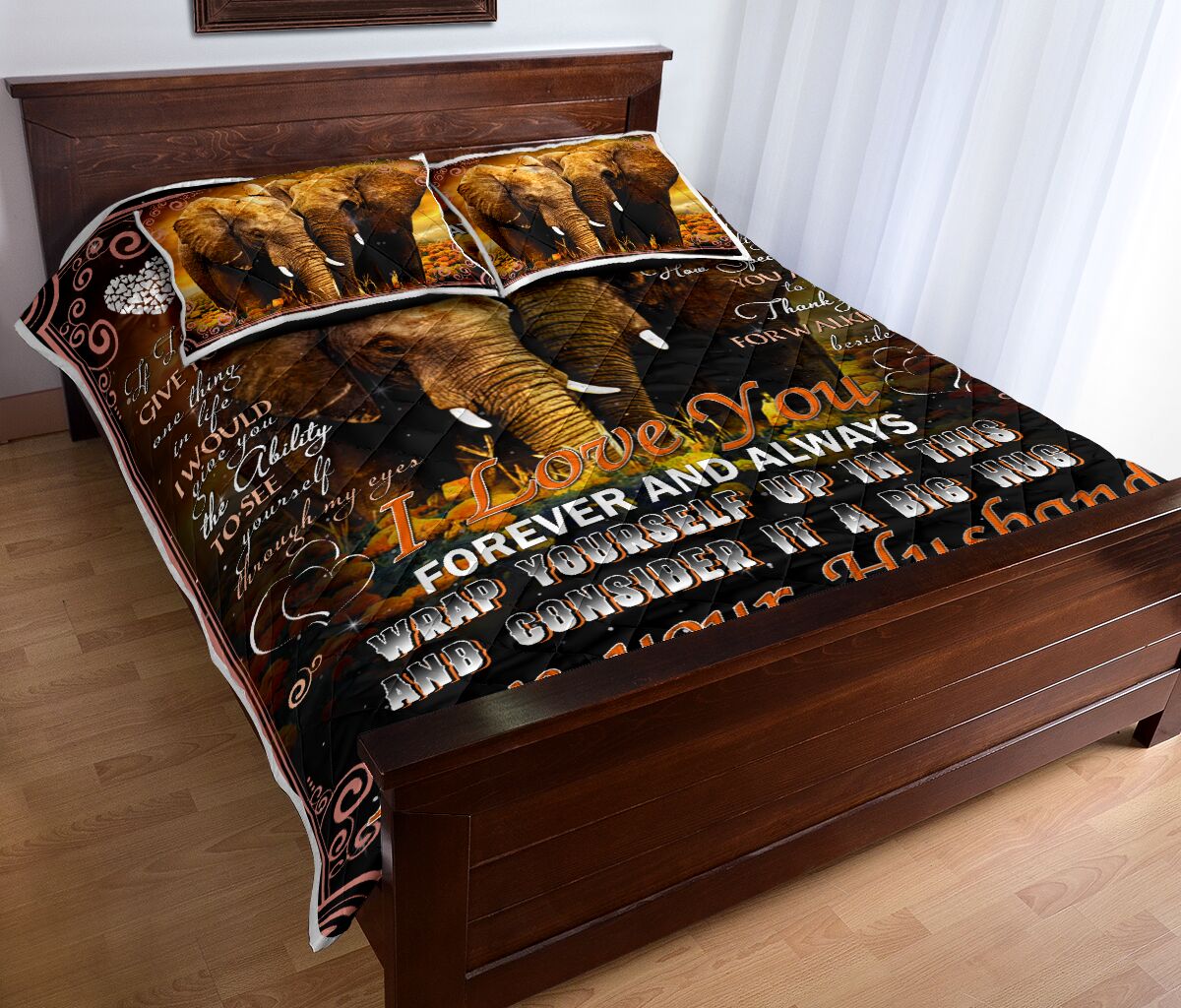 Elephants To My Wife Quilt Bed Set - Love Quilt Bedding Set
