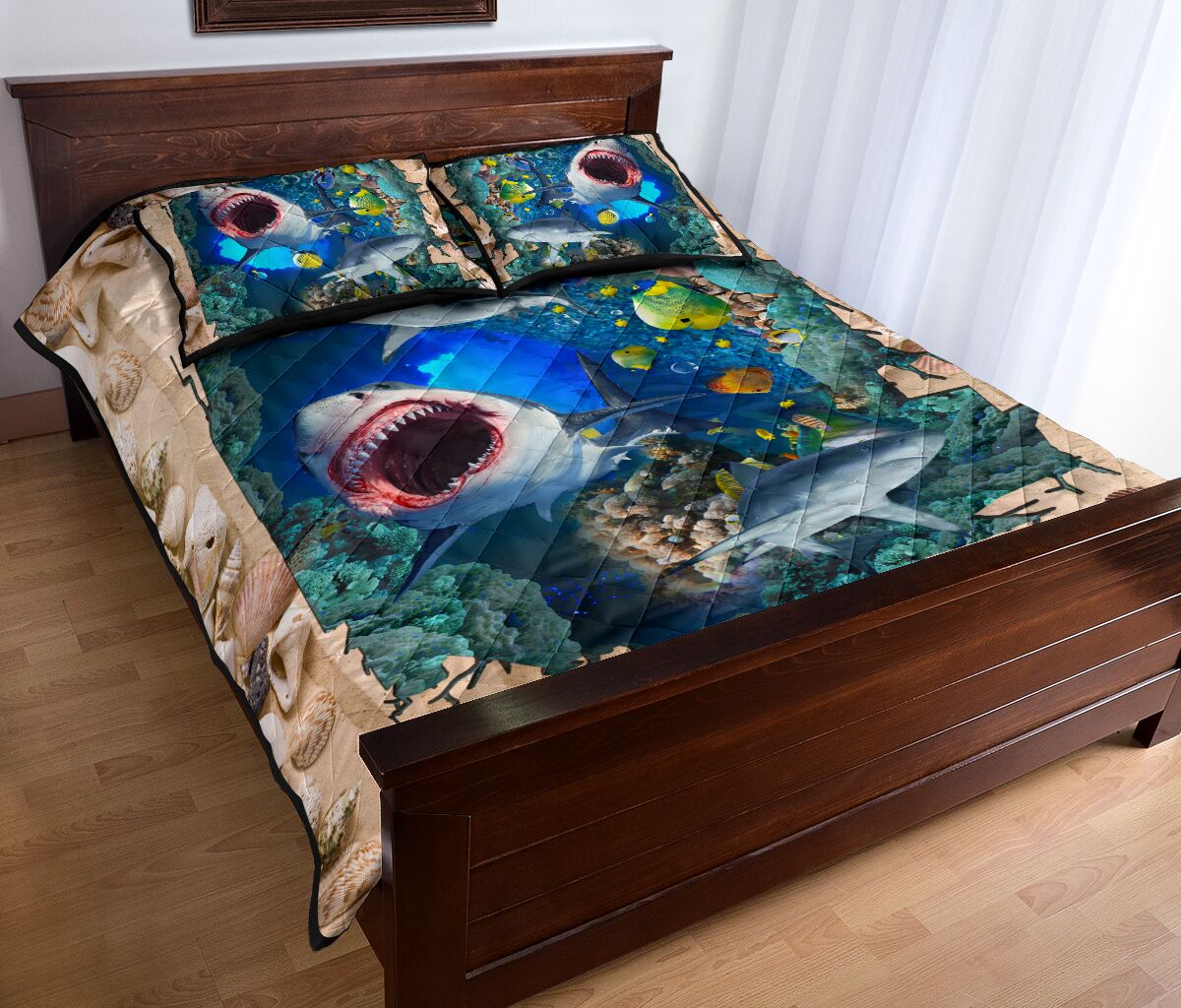 Shark Crack Style Quilt Bed Set - Love Quilt Bedding Set
