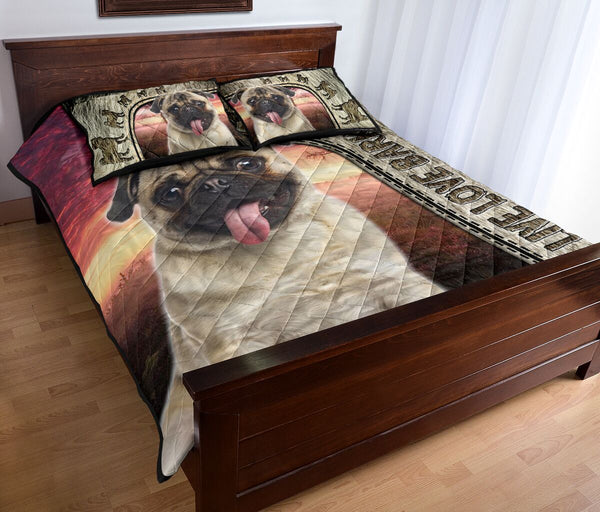 Pug Live Love Bark - Bed Set - Love Quilt Bedding Set