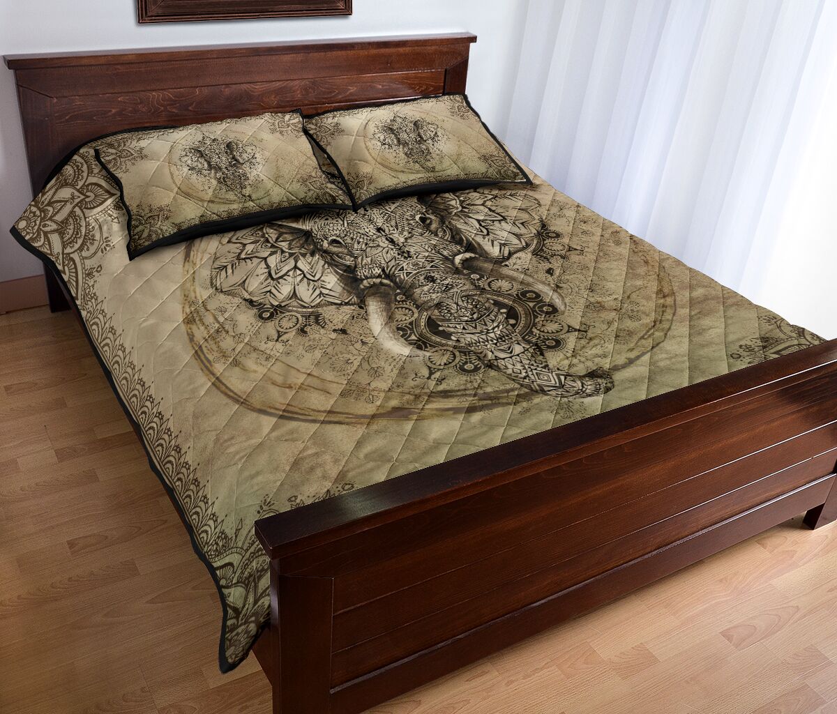 Elephant Pencil Drawing Style Quilt Bed Set - Love Quilt Bedding Set