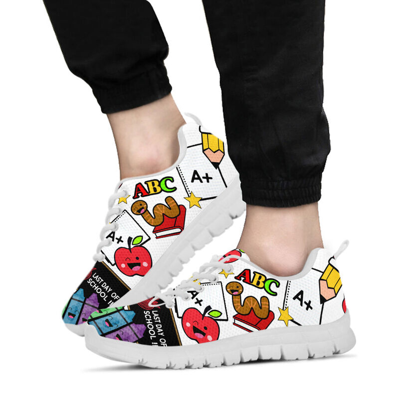 Teacher- Last Day Of School White Sneakers, Running Shoes, Shoes For Women, Shoes For Men, C- Love Sneakers
