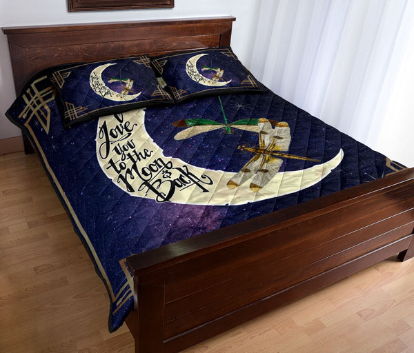 Dragonfly I Love You To The Moon And Back Quilt Bed Set - Love Quilt Bedding Set