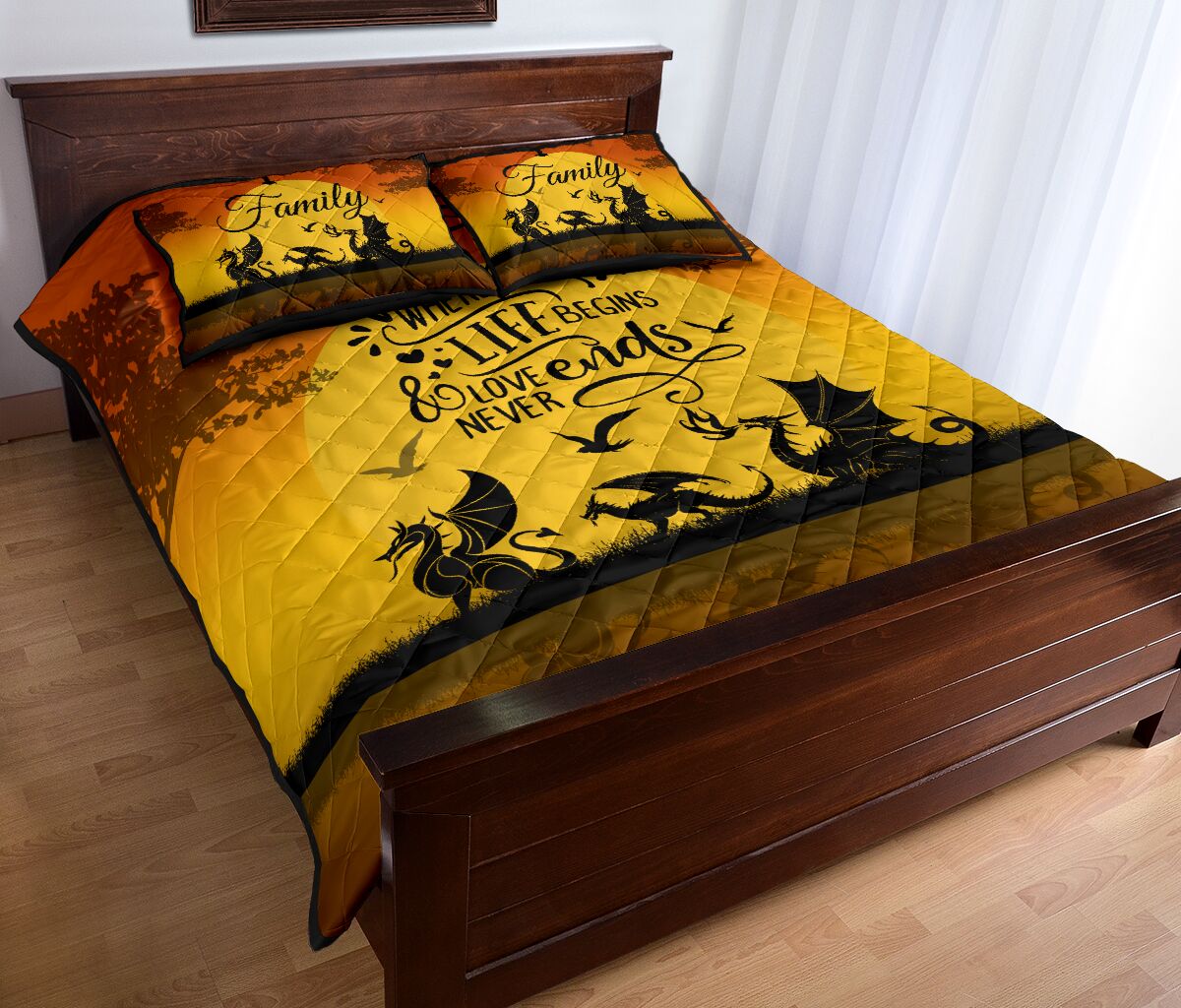 Dragon Family Where Life Begins Quilt Bed Set - Love Quilt Bedding Set