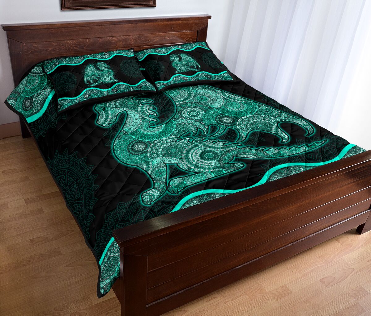 Quilt Bed Set - Turquoise Dragon 28 - Love Quilt Bedding Set