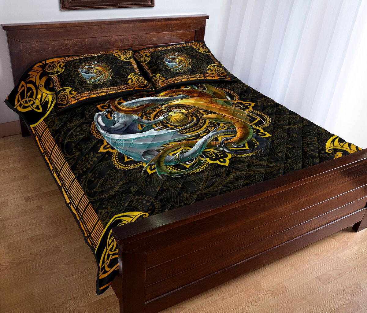 Dragon Mandala Style Quilt Bed Set 3- Love Quilt Bedding Set